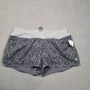 MPG Running Shorts Womens Large Grey Ikat Print Athletic Performance New